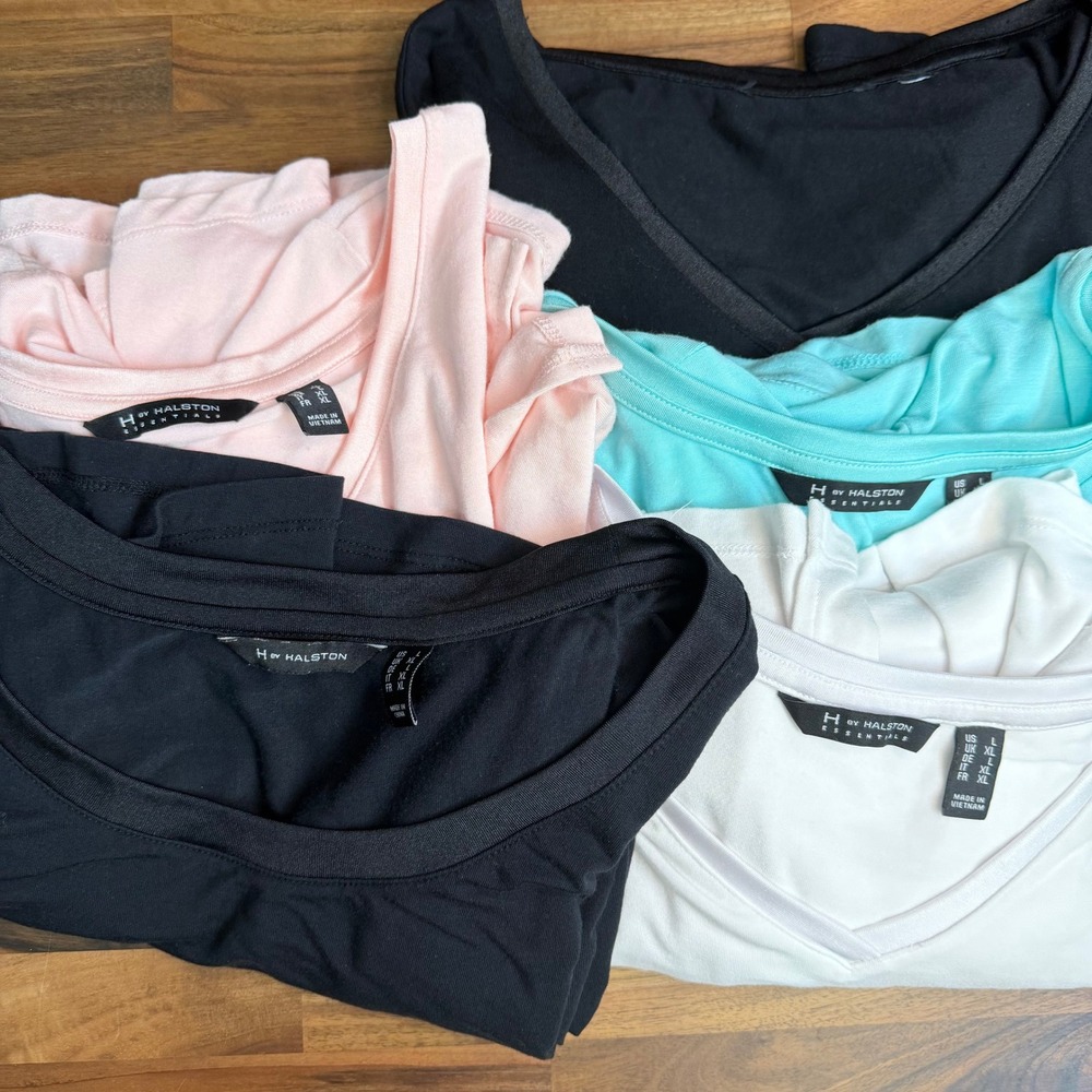 H by Halston Essentials Modal Spandex Short Sleeve Tops Lot of 5 Multicolor L XL